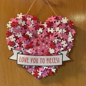 Heart Puzzle Wall Hanging - Pink and Red